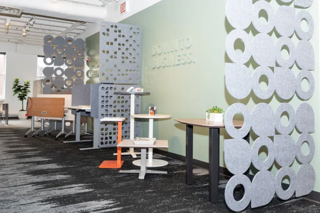 NeoCon 2021 Tables area with Day-to-Day tables and laptop table