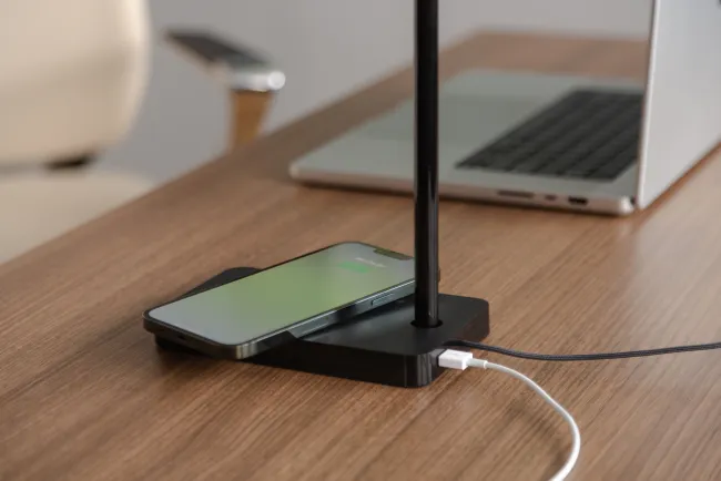 Talia Desk Lighting with wireless phone charger and USB port