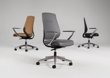 Auburn Conference/Executive Chairs in three color options of Caramel, Grey and Black Polyurethane