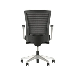 Upton with Aluminum Base, Fixed Arms, Black frame, Black-black striped mesh with Alta Mirage Upholstery in Black, back view