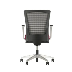 Upton with Aluminum Base, Fixed Arms, Black frame, White-black striped mesh with Alta Sway Upholstery in and Shout, back view