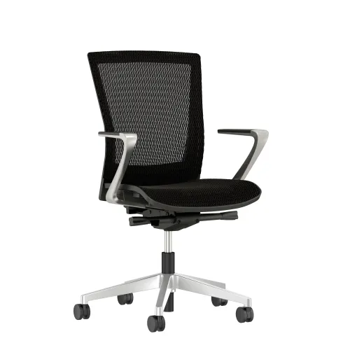 Full Mesh Upton with Polished Aluminum Base and Fixed Arms