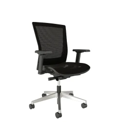 Upton Fully Mesh Chair with Polished Aluminum Base, Black Frame with Arms