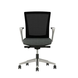 Upton with Aluminum Base, Fixed Arms, Black frame, Black mesh with Camira Blazer Upholstery in Silocates, front view