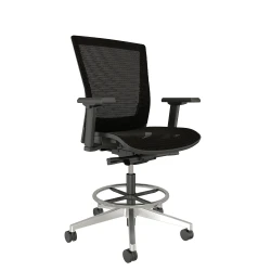 Upton Stool with Polished Aluminum Base, Mesh Back and Seat