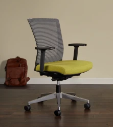 Upton Task Seating Brochure Cover, White-black Striped Mesh and Camira Dunhurst seat