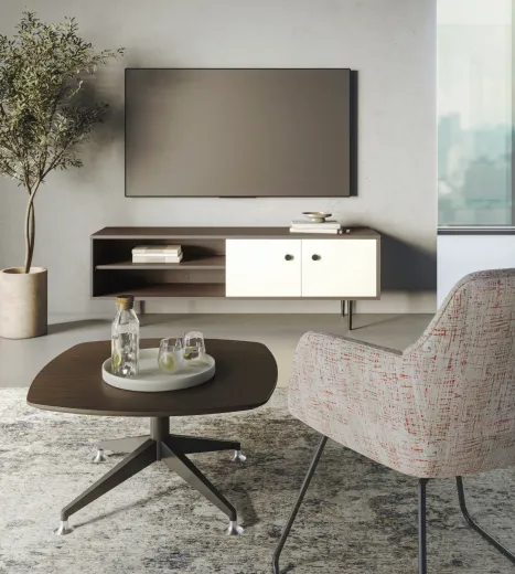 Rhett Credenza with Doors & Bookcase Shell & Shelf, Juggle Sled Base, Day-to-Day Occasional Table